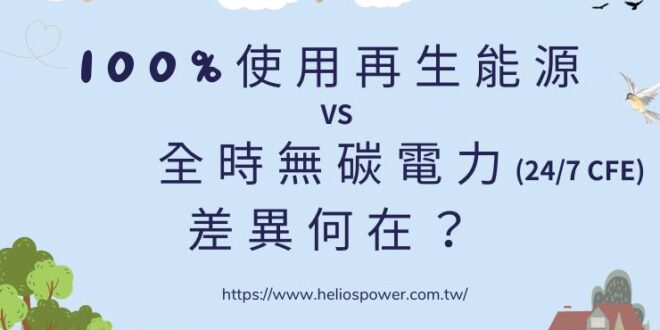 100%使用再生能源VS 全時無碳電力(24/7 CFE)：差異何在？-太陽神電力