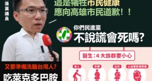 【無恥要有個限度才好－你民進黨不說謊會死嗎?！】
請你民進黨給我解釋解釋，為何不吃萊克多巴胺是有害健康？
你這議員要不要...