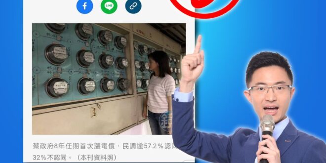 第一天認識綠媒？
你也被劣質民調帶風向了嗎？
 媒體竟說「蔡政府8年任期首次漲電價　民調逾57.2%認同」標題錯誤，內容...