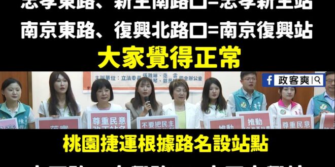 笑死人，涉貪汙市長鄭文燦子弟兵黃瓊慧、女權自助餐的范雲開記者會批張善政，理由是捷運命名有威權復辟的問題
 你覺得路名有問...