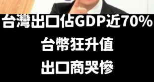 「出口占台灣國內生產總值（GDP）達65%至70% 尤其近年對美出口成長很快，以往對美國出口占比約10%，近2年因晶片和...