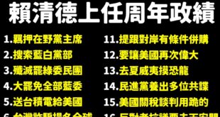賴清德520上任一周年，已經完成20項政績！

前無古人，後無來者，賴清德用一周年32%的滿意度，贏過川普百日滿意度41...