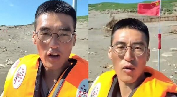 陸男「登桃園」插五星旗！海巡署證實影片非偽造
（圖／翻攝X／李老師不是你老師）