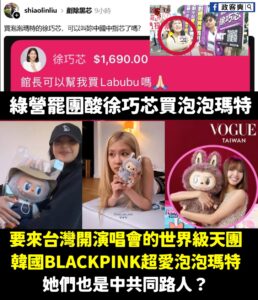 恭喜綠營罷團得罪了全台灣喜歡買泡泡瑪特的人，也讓所有要去看BLACKPINK也變成中共同路人，得罪所有粉絲。

首先，泡...