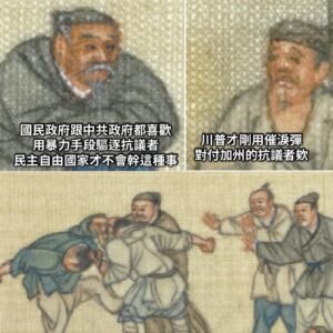 說大腸花跟反送中被國家機器驅離是不民主

但是現在抗議國家驅離非法移民手段過於暴力，卻也被國家機器出兵驅離⋯⋯