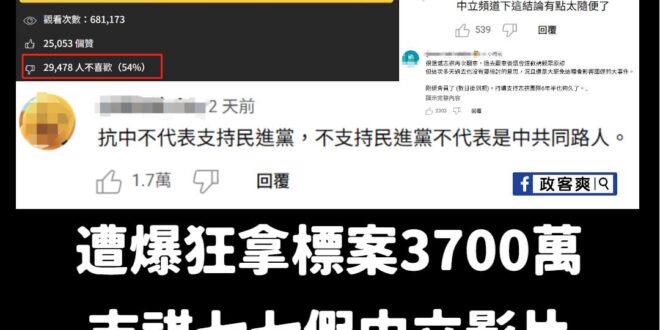 好慘，留言區一面倒被罵爛

倒讚比正面讚數還多。

綠旗七七裝中立裝半天，結果沒人覺得他中立，建議搬去中壢可能有點機會。…