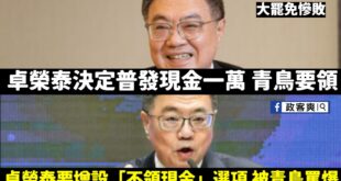 青鳥們在卓榮泰的帶領下，經歷不領一萬跟要領一萬之間不斷徘徊

人生大起大落實在太刺激了~

欸欸，阿之前不是說普發一萬只...