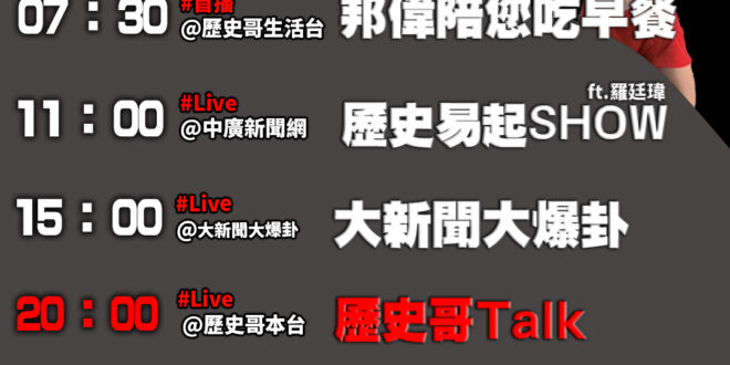 【11/11(二)歷史哥李易修忙什麼？】

07:30 邦偉拍護照 表情超經典 紀錄美好瞬間 春山相館 兒童形象 


…