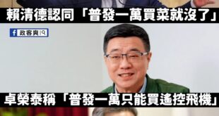 民進黨對於一萬塊能怎麼用的看法差距很大。

但經濟部長說一萬元可以去玩國旅，以台灣的旅館價格，應該是很難玩吧。