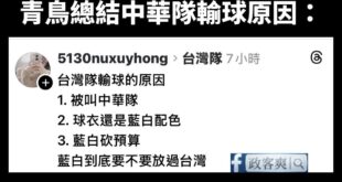 我也來總結一下中華隊輸球的原因：

1.賴清德團結十講沒有講完
2.民進黨還沒徵召王義川選桃園市長
3.王定宇失去了台南...