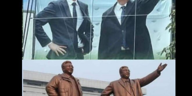 中國鵬最愛抄北韓

昨天鄭運鵬跟著青鳥一起嘲諷李四川抄襲他「拿鐵鎚的照片」，結果被我抓包北韓幾十年前就有拿鐵鎚的宣傳繪圖…