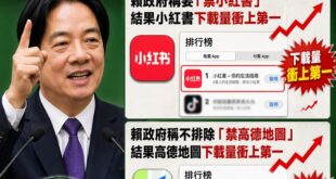 大家誤會了，原來賴清德是中國APP行銷大師

去年賴政府要禁小紅書，結果「小紅書在IPHONE下載量衝上第一」。

昨天...