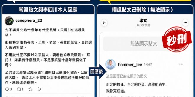 講個不重要的小事

有青鳥酸李四川沒什麼市政願景，結果沒想到川伯隨便列舉「台北、新北、高雄」政績，青鳥就刪文了。

最近…