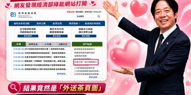 原來賴政府的「綠能國家隊」是「外送茶國家隊」？

大家以為點進去經濟部能源署的綠能網站會看到能源轉型、淨零碳排、光電政策…