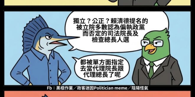 所以你看立院監不監督差別其實不大
反正他指定的官員 立院不過 他一樣能指派同一人任代理
立院通過的法案 他可以不覆署 不…