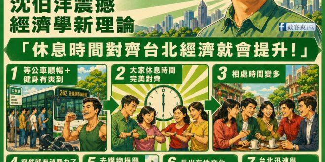 諾貝爾獎，欠沈伯洋一個經濟學獎，「休息時間對齊台北經濟就會提升！」才是引領世界的新潮流

「東方紅，太陽升，台灣出個沈伯…