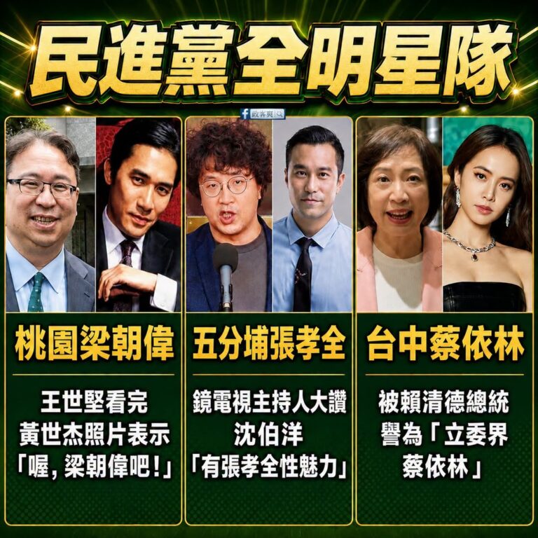 說真的，都還滿像的，看來民進黨確實穩了，會收到一些顏值票

1. 桃園梁朝偉（黃世杰）
這個稱號源自於民進黨立委王世堅（...