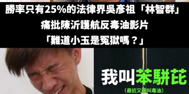 林智群之前被網友踢爆當律師勝率只有25%，果然名不虛傳
拿小玉變造A片來類比反毒油影片，這種邏輯也能當律師真不簡單

小…
