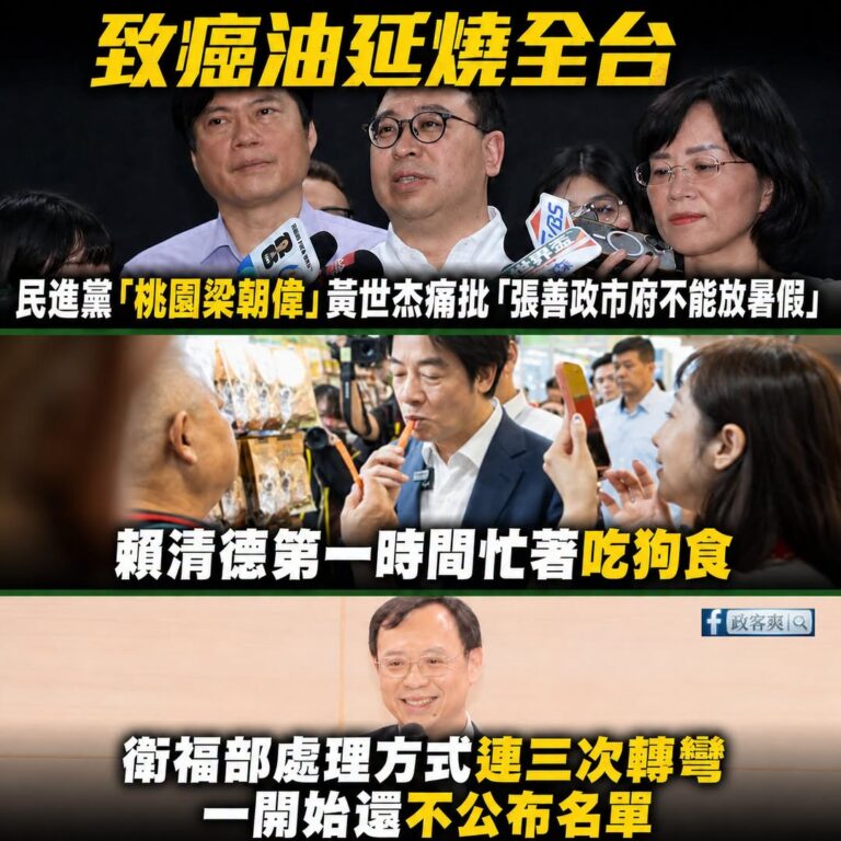 請賴清德政府不要再放暑假了，一直轉彎打自己臉，還想甩鍋地方

「桃園梁朝偉」黃世杰不要在仗著自己長得帥就搞錯咎責對象

...