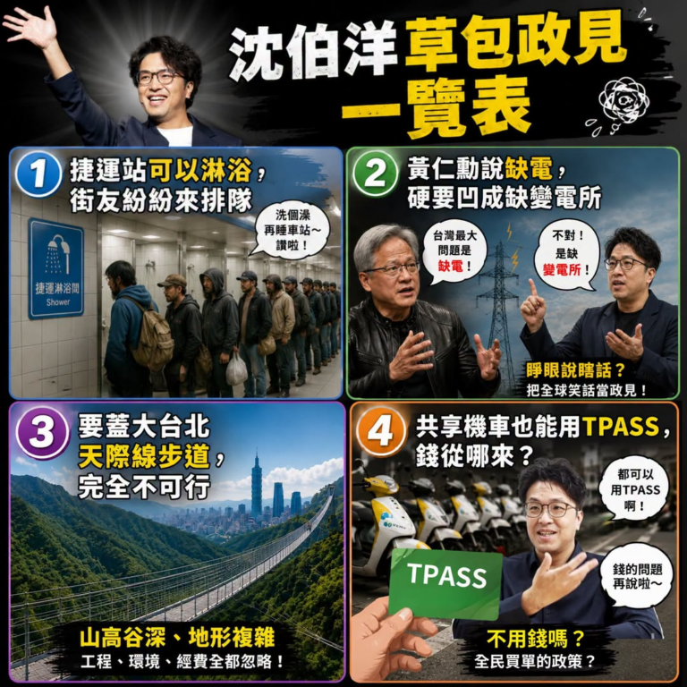 【順起來政見發表會觀後感】

看完沈伯洋的政見，真的忍不住想問：
這些政見到底是認真的政策主張？
還是連自己都沒想清楚的…