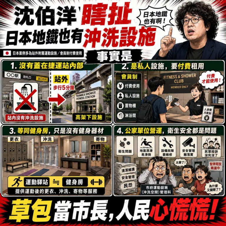 【草包真的草】

堂堂順伯洋又翻車！ 

「草包政策」靠口嗨！作業亂抄！資料不查！

看到日本有「運動驛站」就急著喊：「...