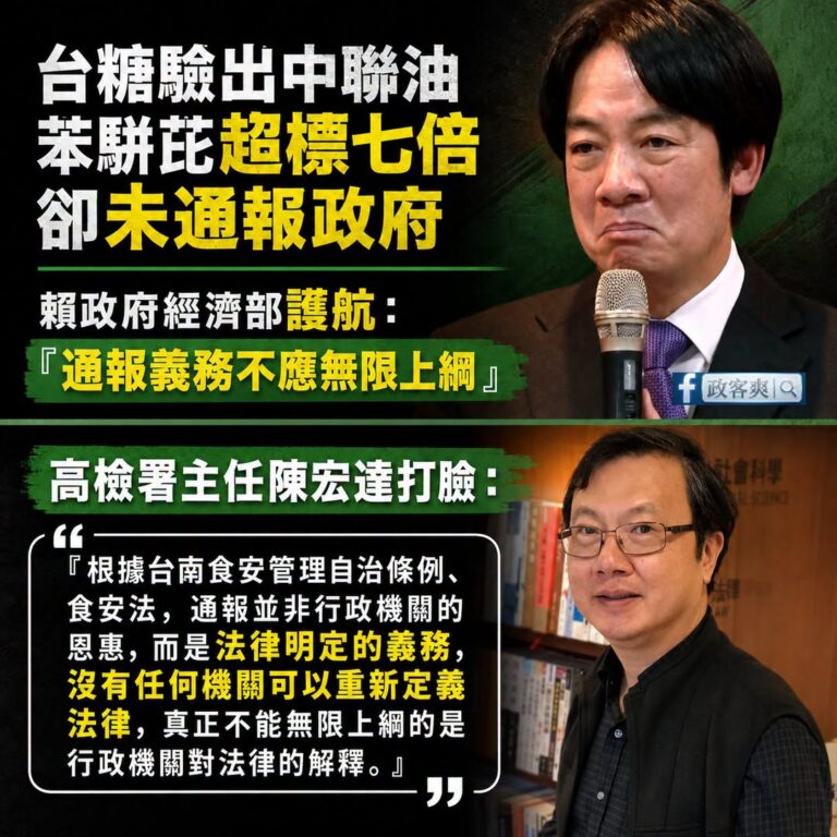 原來經濟部跟衛福部都不懂法，一直洗地結果被高檢署主任打臉

《台南市食品安全管理自治條例》第8條明文規定：「食品業者發現...