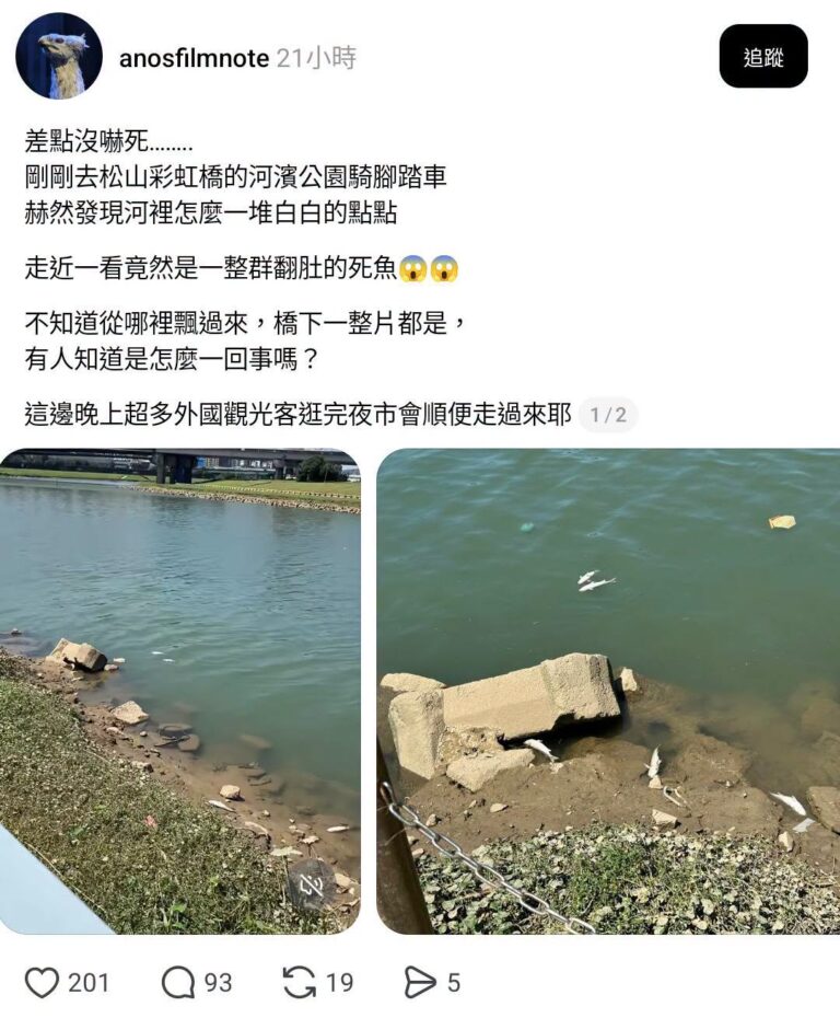 台北的「一整群死魚」：目測五條
高雄的「一整群死魚」：見圖二、三

謝謝青鳥幫我們監督市政，五條死魚感謝您。

