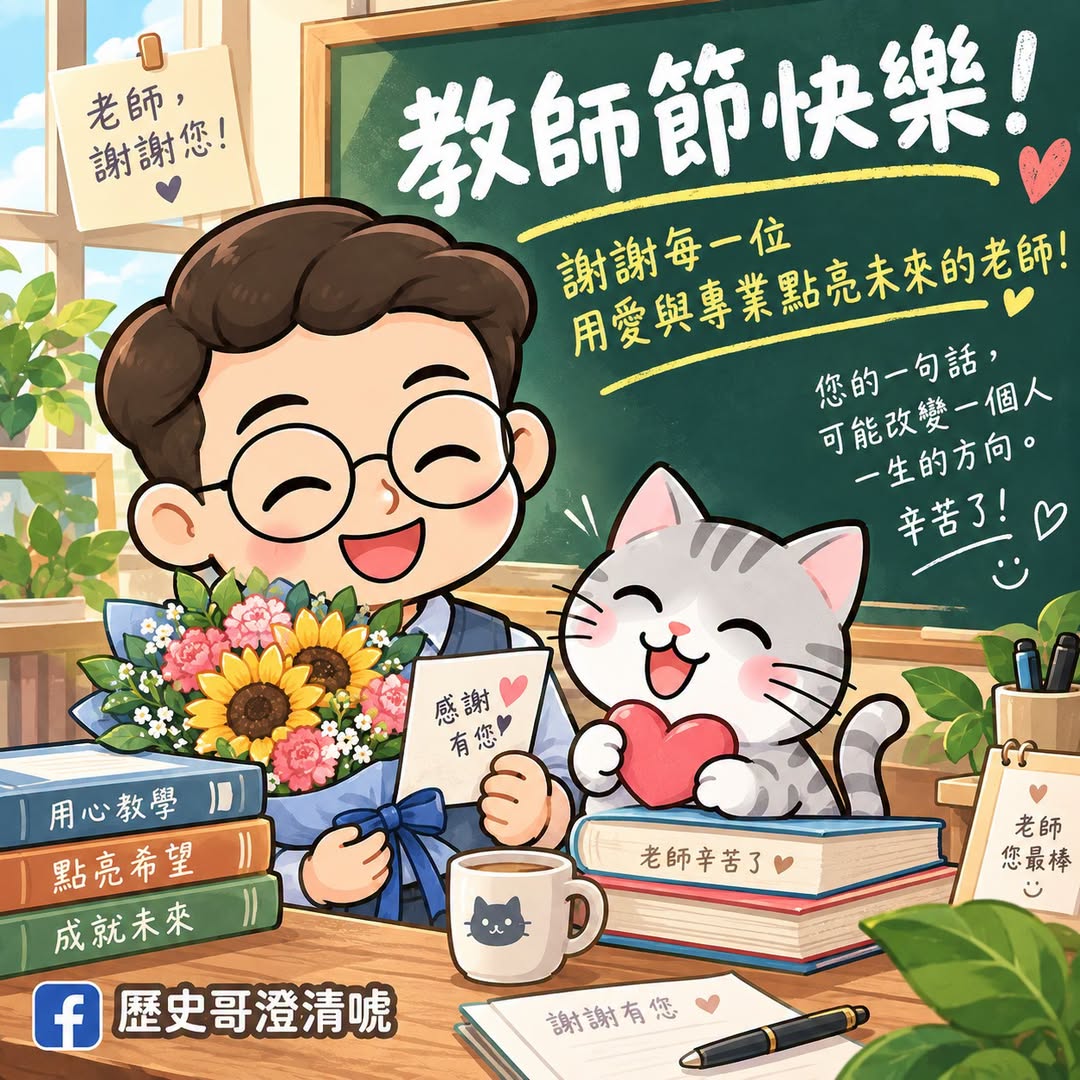 教師節快樂！

一支粉筆，寫下知識；一句鼓勵，改變人生。

感謝每一位默默耕耘的老師，用耐心、愛與專業，陪伴無數孩子成...