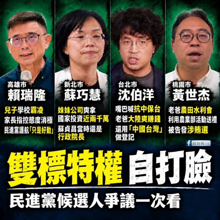 民進黨雙標特權，自打臉
超瞎候選人爭議一次看

民進黨最神奇的地方，就是批評別人時拿著放大鏡，輪到自己人時，突然集體戴上...