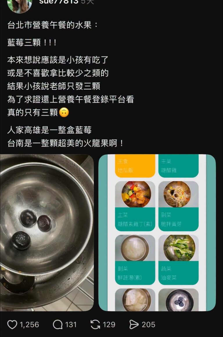 沒想到午餐水果也能有恐龍出沒，現在是侏羅紀嗎？免費的營養午餐要不要一人發一箱櫻桃給小孩帶回家孝敬媽媽？
